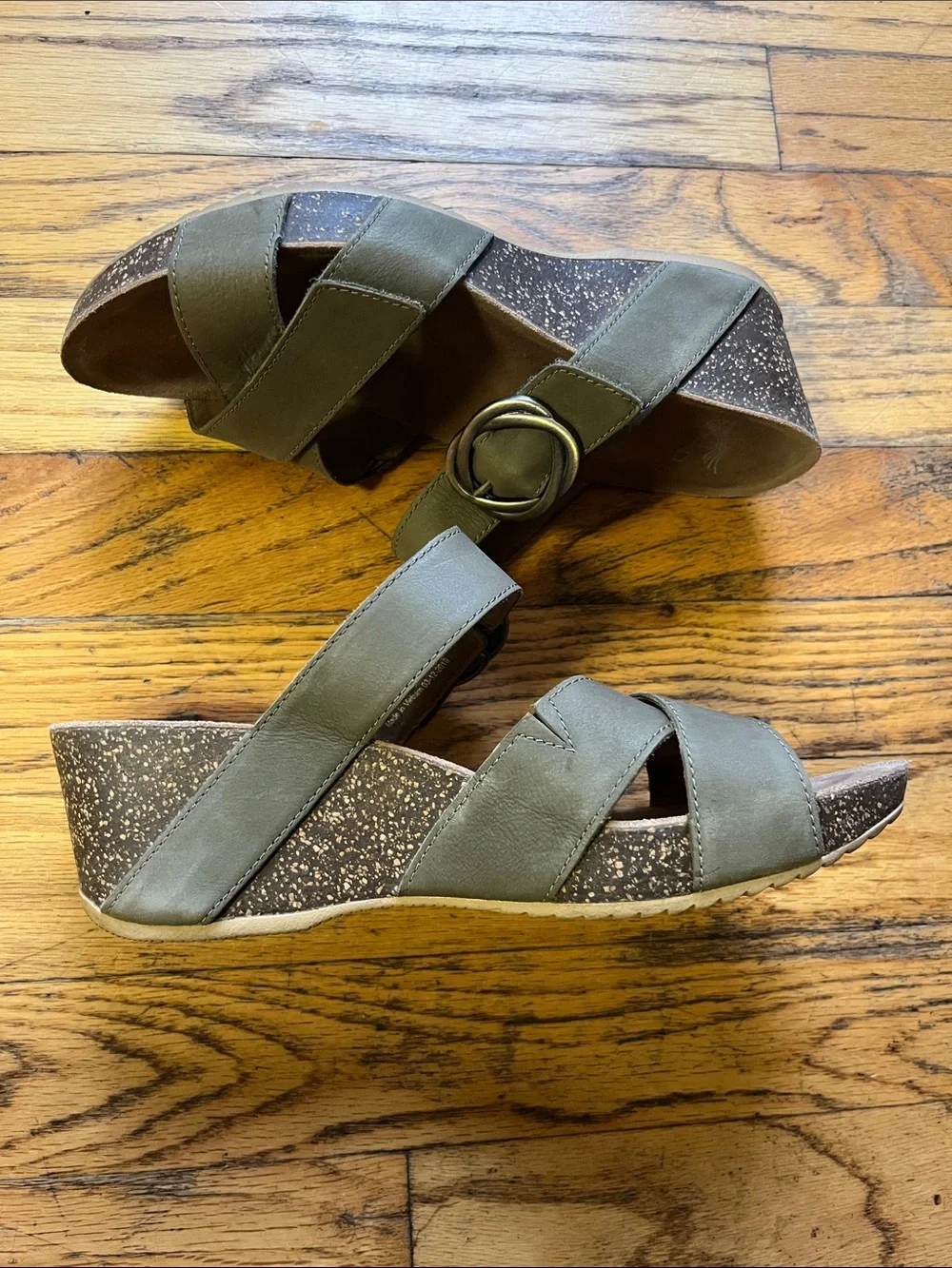Dansko Olive Slide Sandals with Buckle Accent